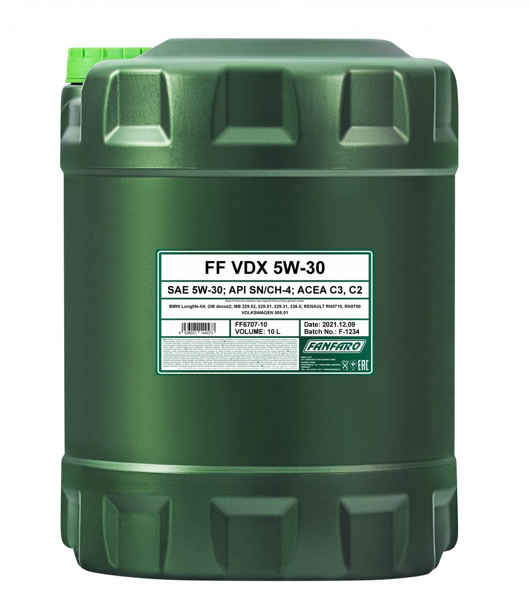 10 Liter Fanfaro VDX Motoröl 5W-30 Öl passend für VW 502.00 505.00 BMW LL-04 MB 229.51 Dexos 2