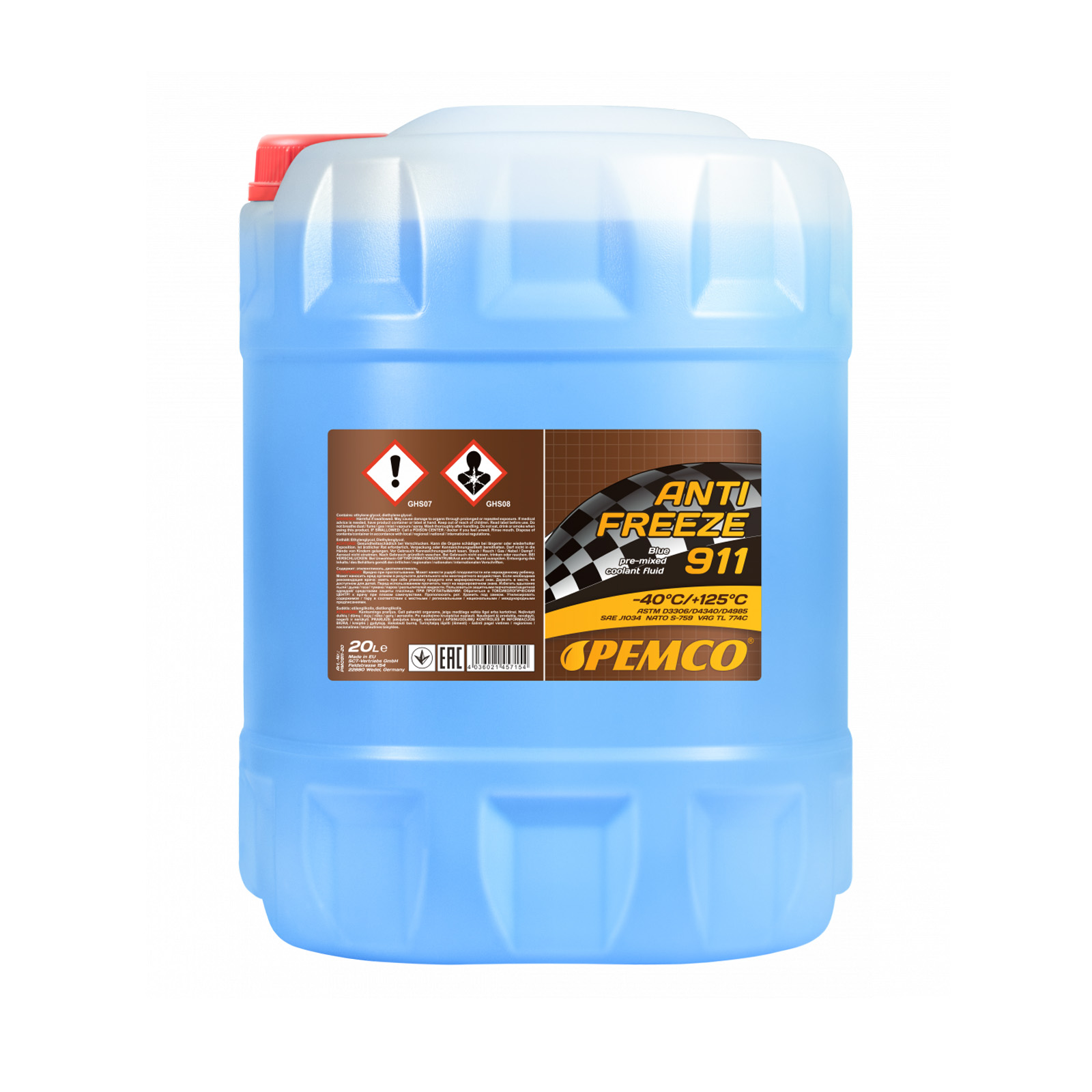 20 Liter PEMCO ANTIFREEZE 911 -40C Kühlerfrostschutz blau, G11, Frostschutz