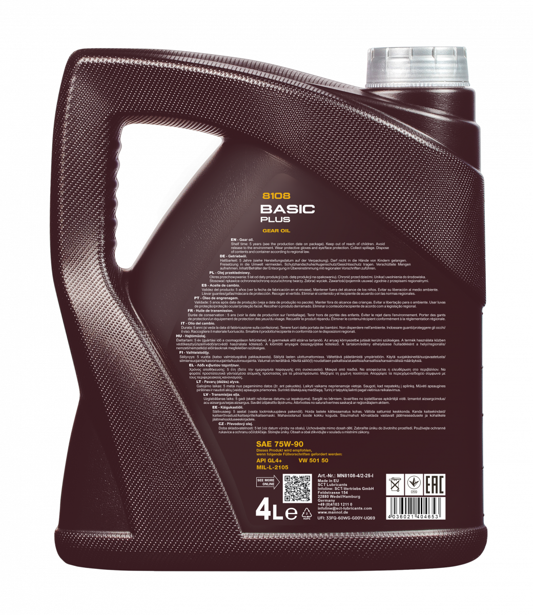 16 Liter (4x4) MANNOL Basic Plus 75W-90 API GL 4+ Getriebeöl 75W90 Öl