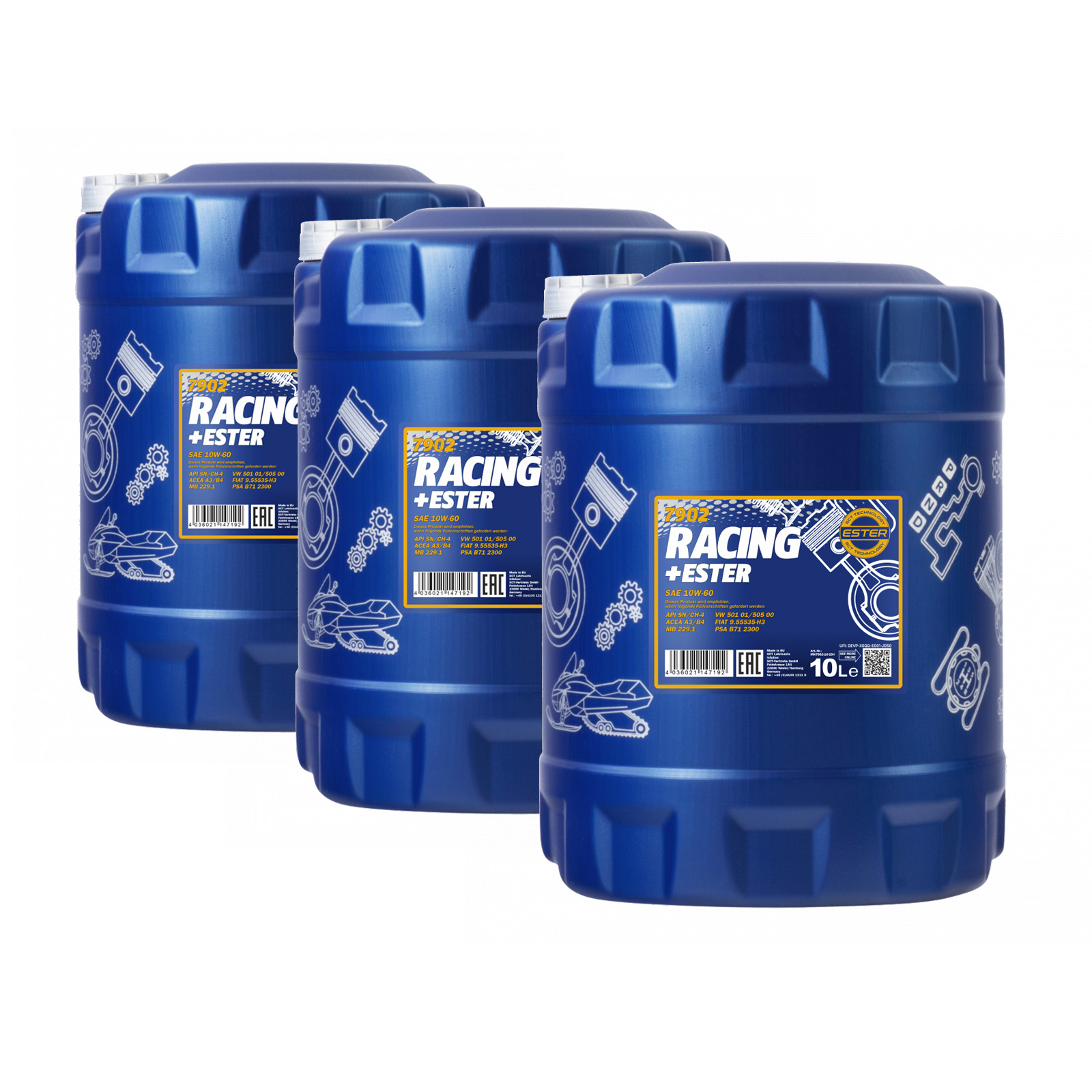 30 Liter (3x10) MANNOL 7902 Racing Ester 10W-60 ACEA A3/B4 API SN/CH-4 Motoröl
