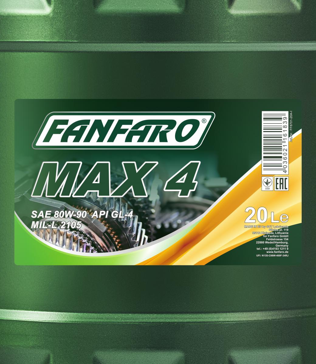 40 Liter (2x20) FANFARO MAX 4 80W-90 API GL-4 Getriebeöl MIL L 2105