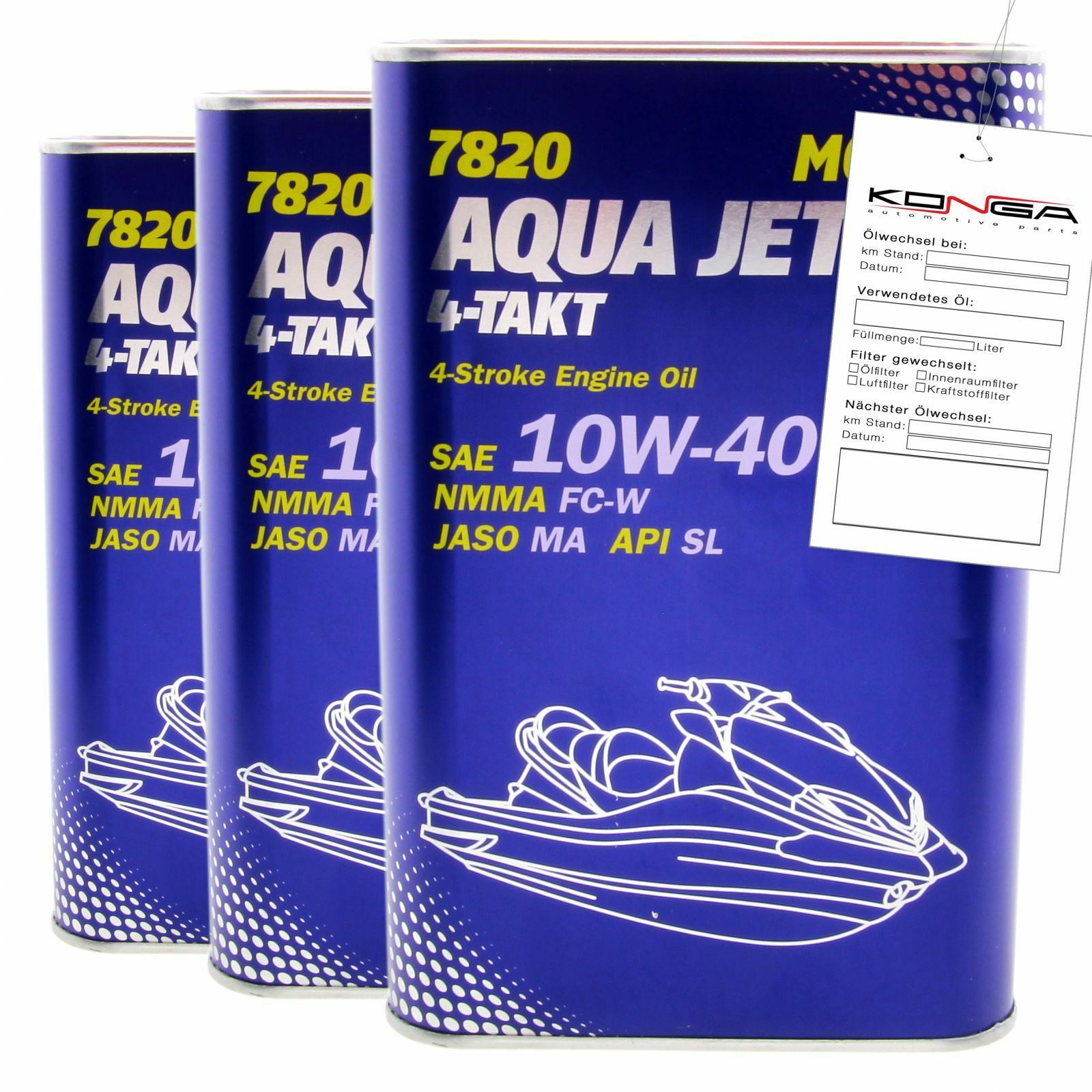 3 Liter (3x1) MANNOL 7820 Aqua Jet 4-Takt 10W-40 API SL Motoröl 10W40