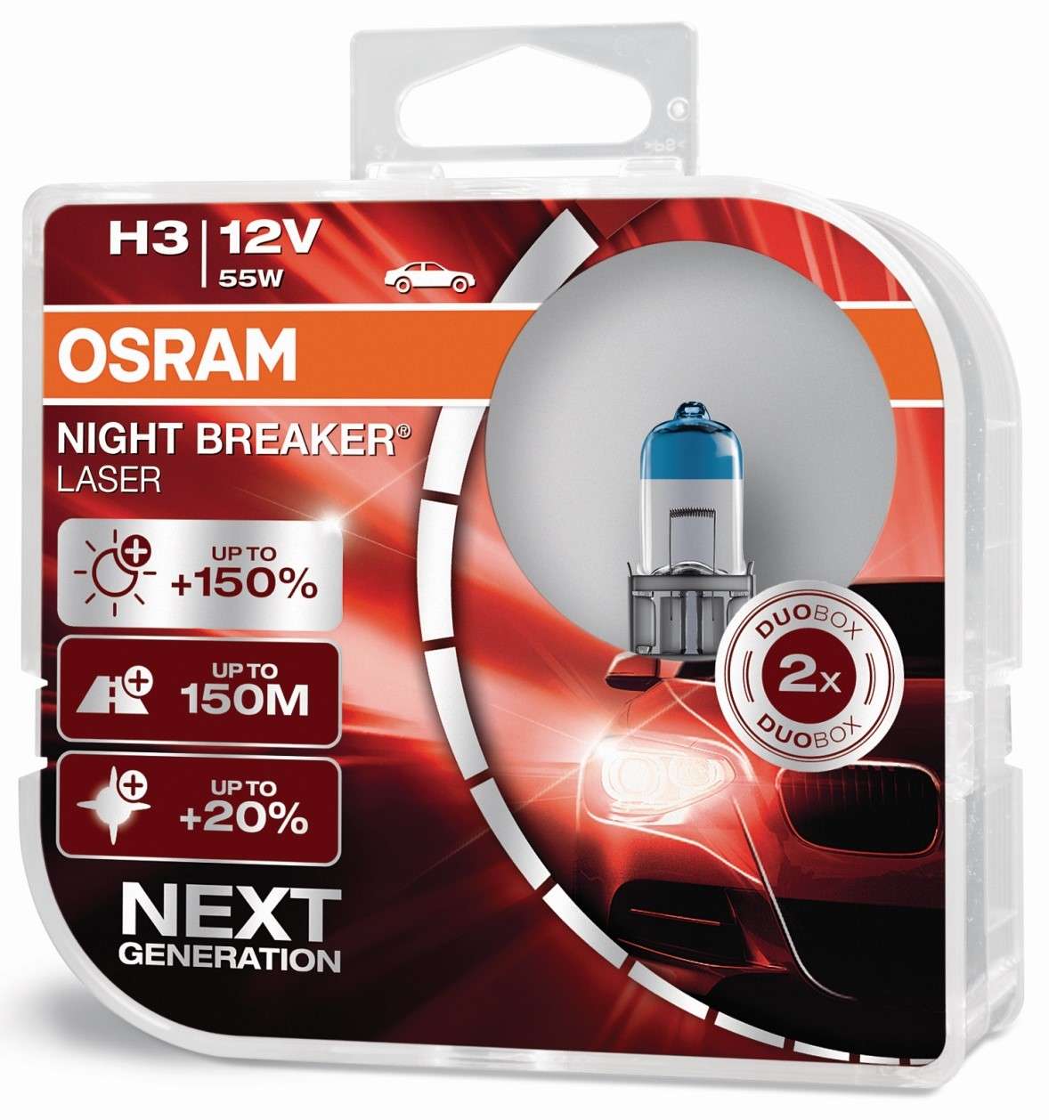 OSRAM H3 64151NL-HCB Night Breaker Laser Next Generation bis zu 150% mehr Helligkeit Duo Box 