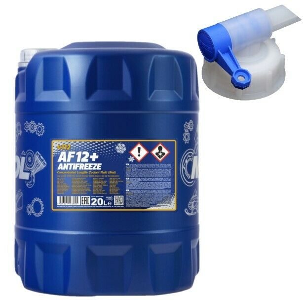 20 Liter MANNOL 4112 Longlife AF12+ Kühlerfrostschutz rot + Ablasshahn