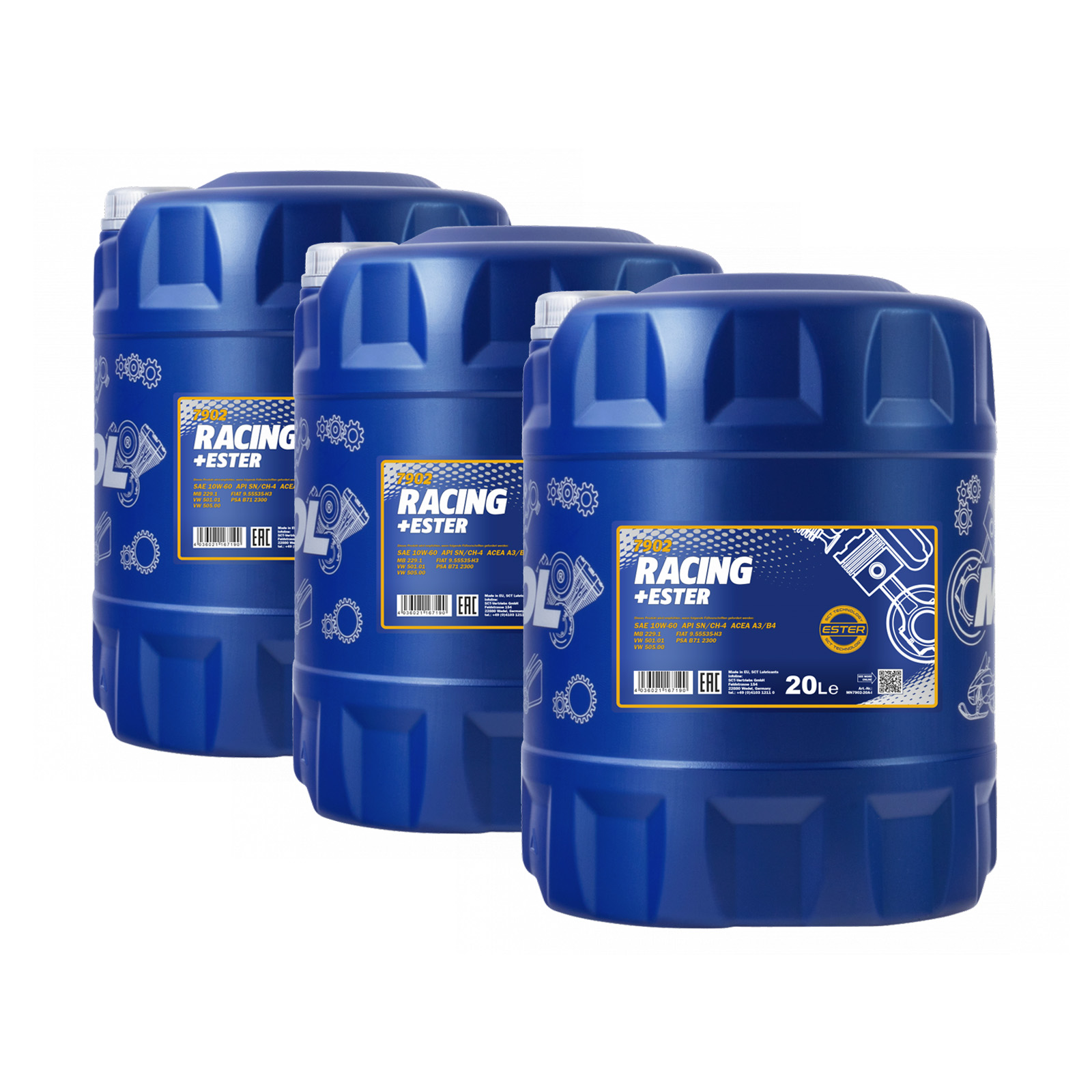 60 Liter MANNOL Racing Ester 10W-60 10W60 API SN CH-4 Motoröl ÖL 4036021167190