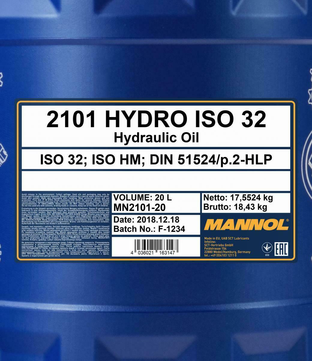 10 Liter MANNOL Hydro ISO HLP 32 Hydrauliköl DIN 51524/2  VDMA 2431 Hebebühne