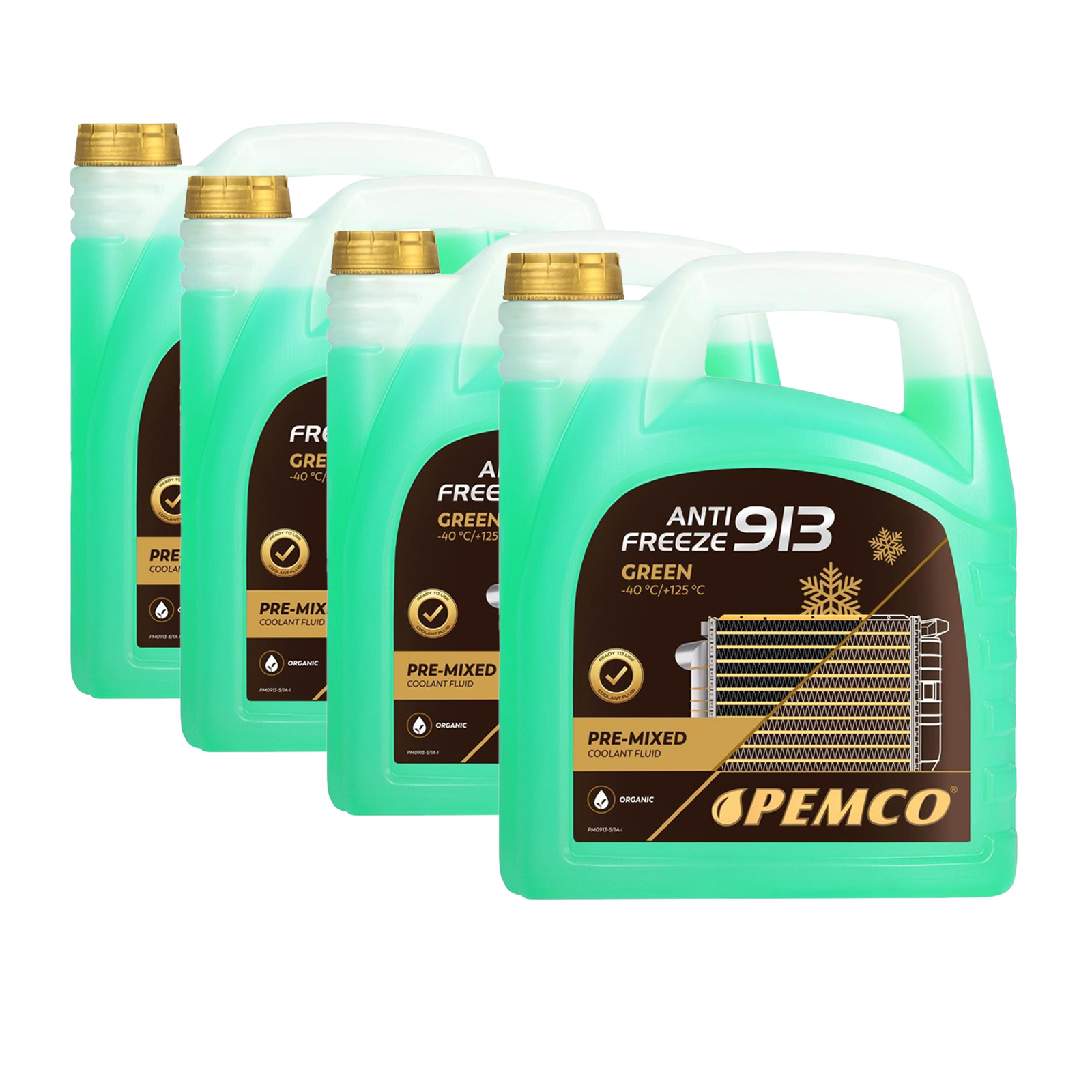 20 L (4x5) PEMCO Antifreeze 913  Kühlerfrostschutz G13 Fertiggemisch -40° grün