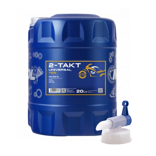 20 Liter MANNOL 2-Takt Universal 7205 API TC JASO FB Motorradöl + 1x Ablasshahn