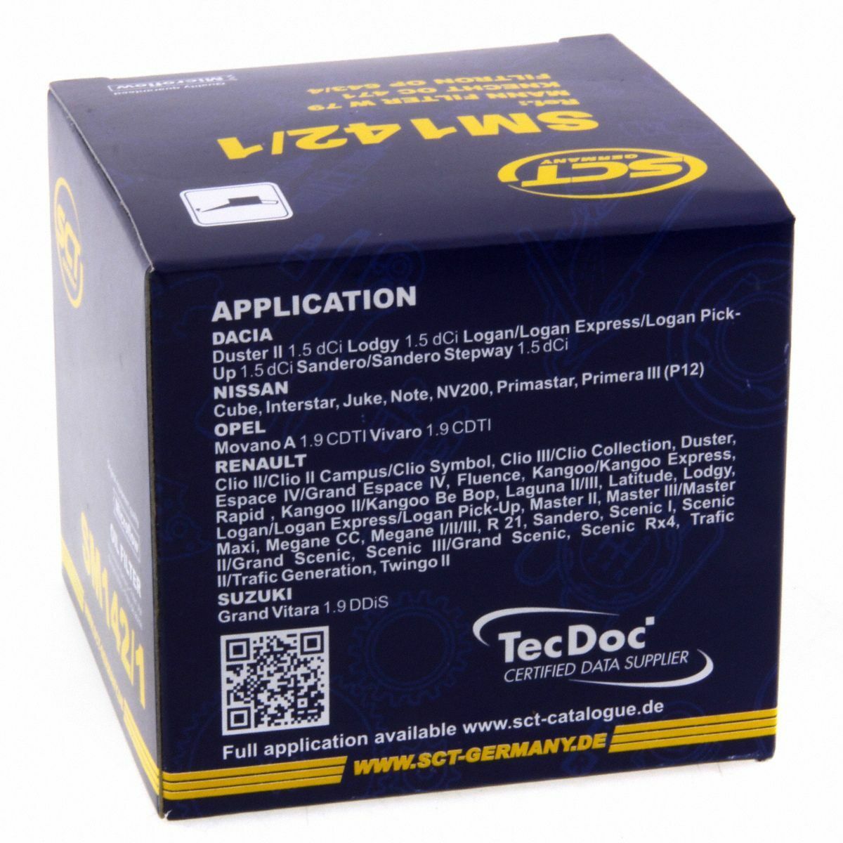 SCT Ölfilter SM142/1 Filter Motorfilter Servicefilter Anschraubfilter Dacia Nissan Opel Renault