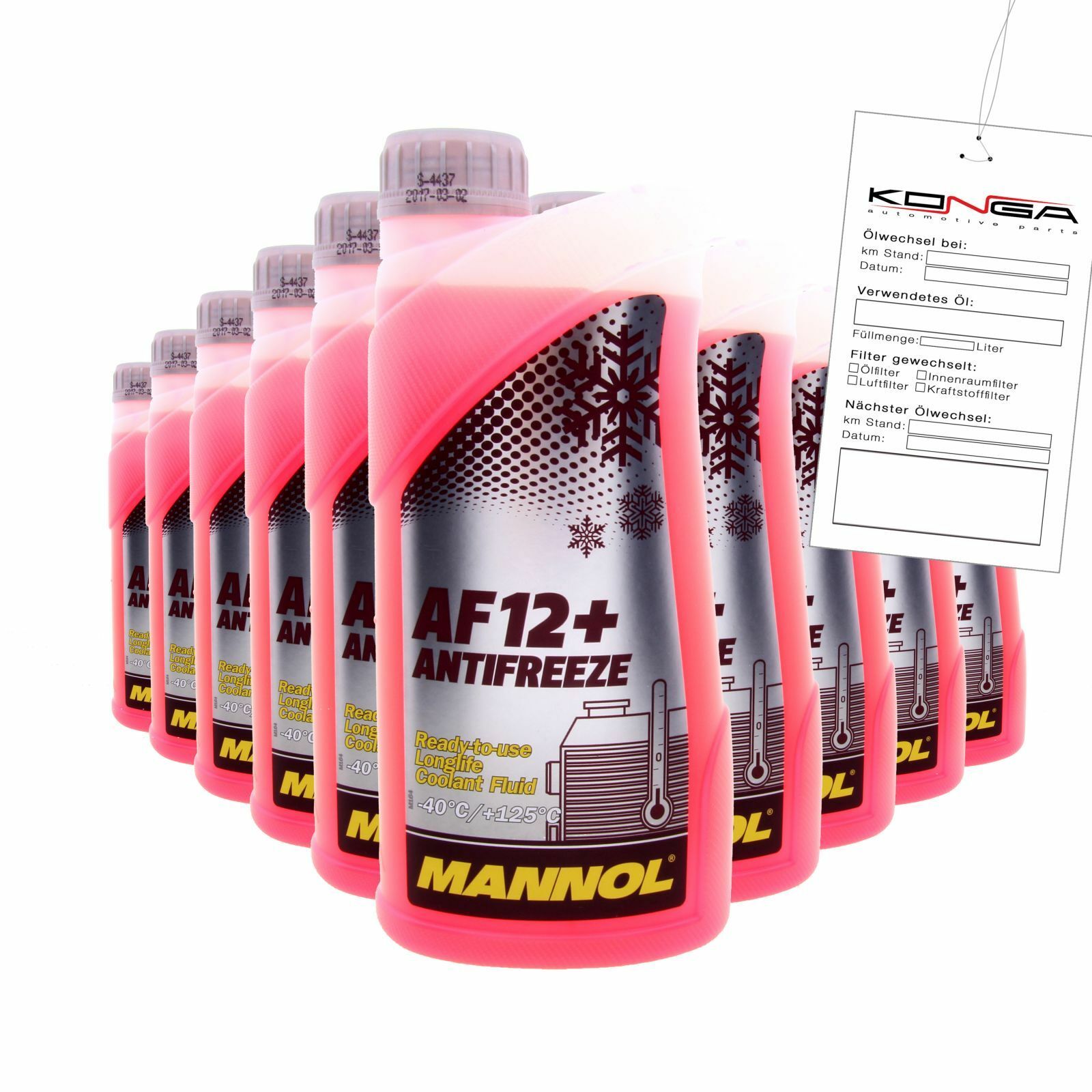 10 Liter (10x1) MANNOL Antifreeze AF12+ Frostschutz Fertiggemisch rot -40°C G12+