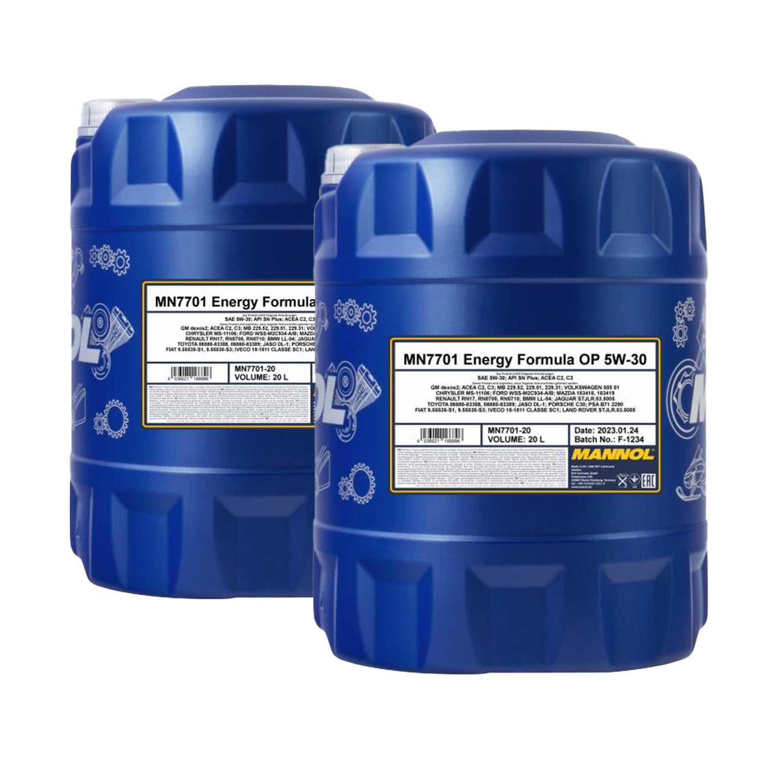 40 Liter (2x20) MANNOL Energy Formula OP 7701 5W-30 API SP Motoröl
