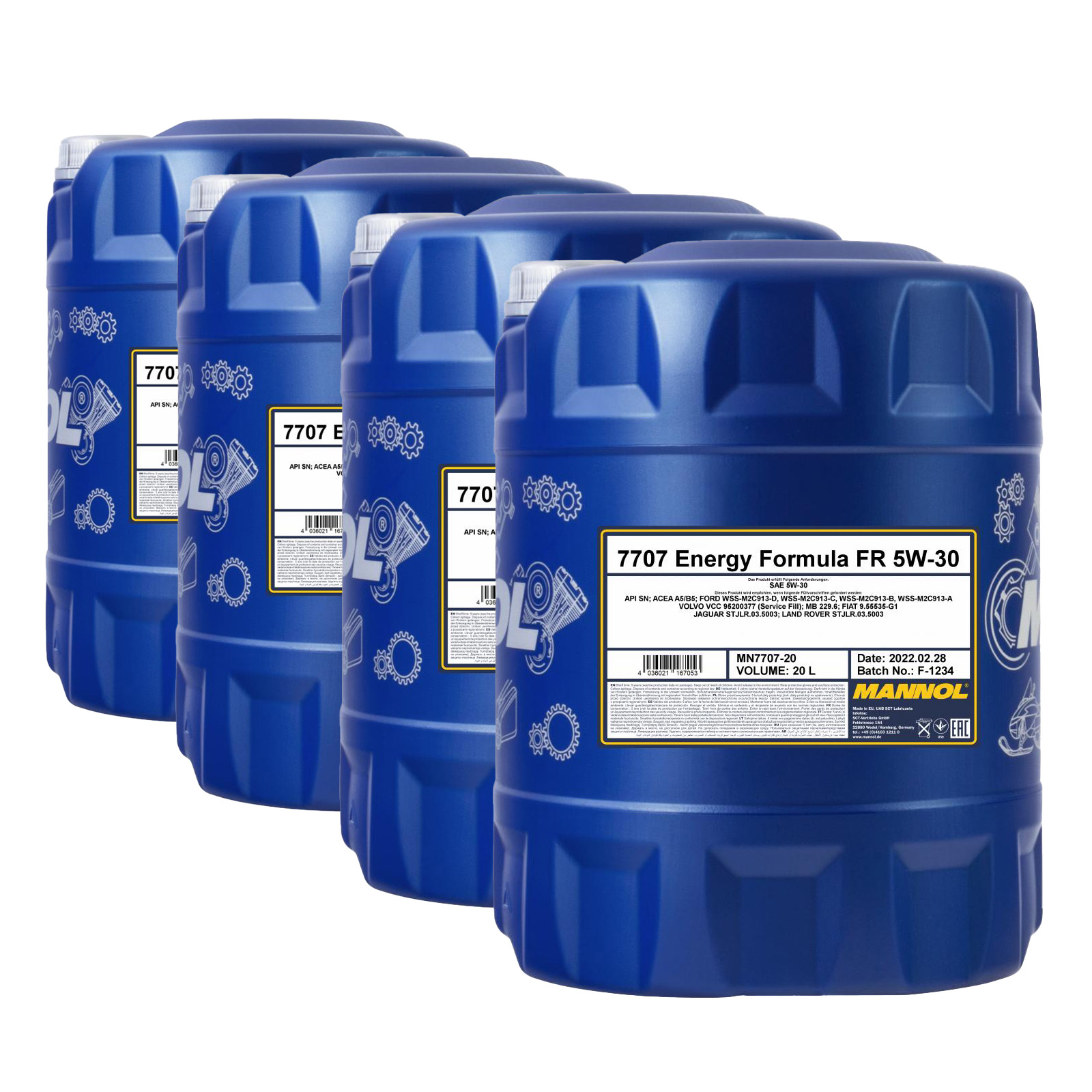 80 Liter (4x20) MANNOL Energy Formula FR 7707 5W-30 API SN ACEA A5/B5 Motoröl