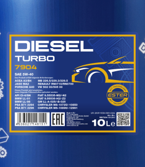 10 Liter MANNOL Diesel Turbo 5W-40 5W40 Motoröl A3/B4 VAG 505.00 CI-4/SN