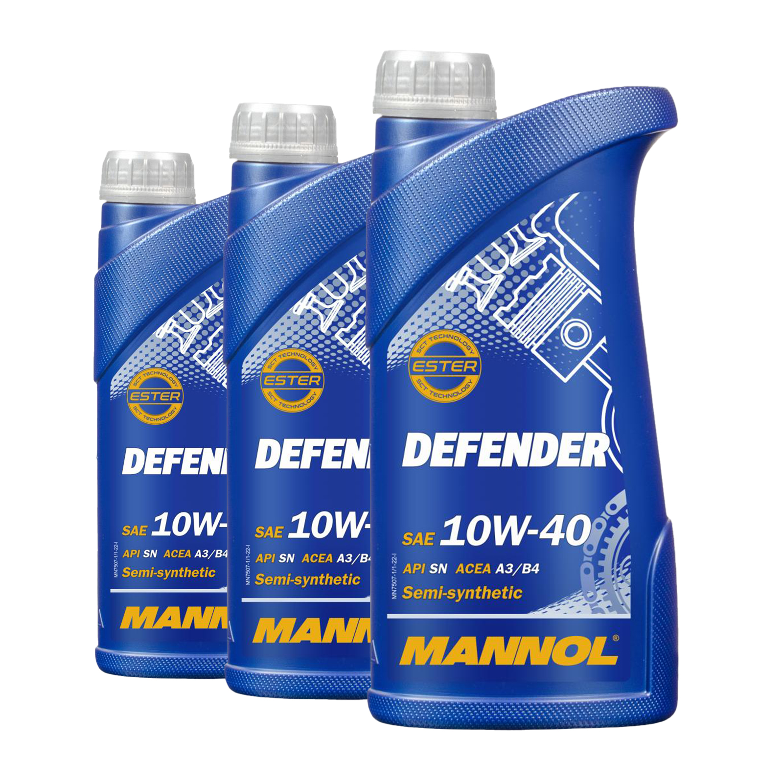 3 Liter (3x1) MANNOL Defender 10W-40 API SN Motoröl 10W40 4036021102566