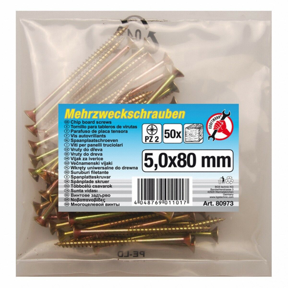 Mehrzweckschrauben 5,0 x 80 mm, 50 Stück