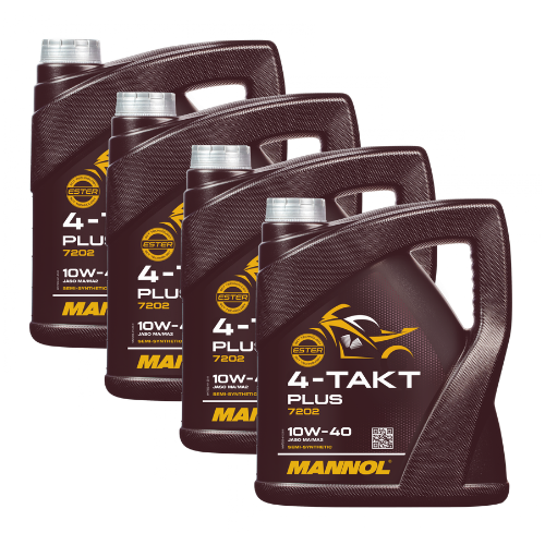 16 Liter (4x4) MANNOL 4-Takt Plus 10W-40 7202 API SL Motoröl Motorradöl
