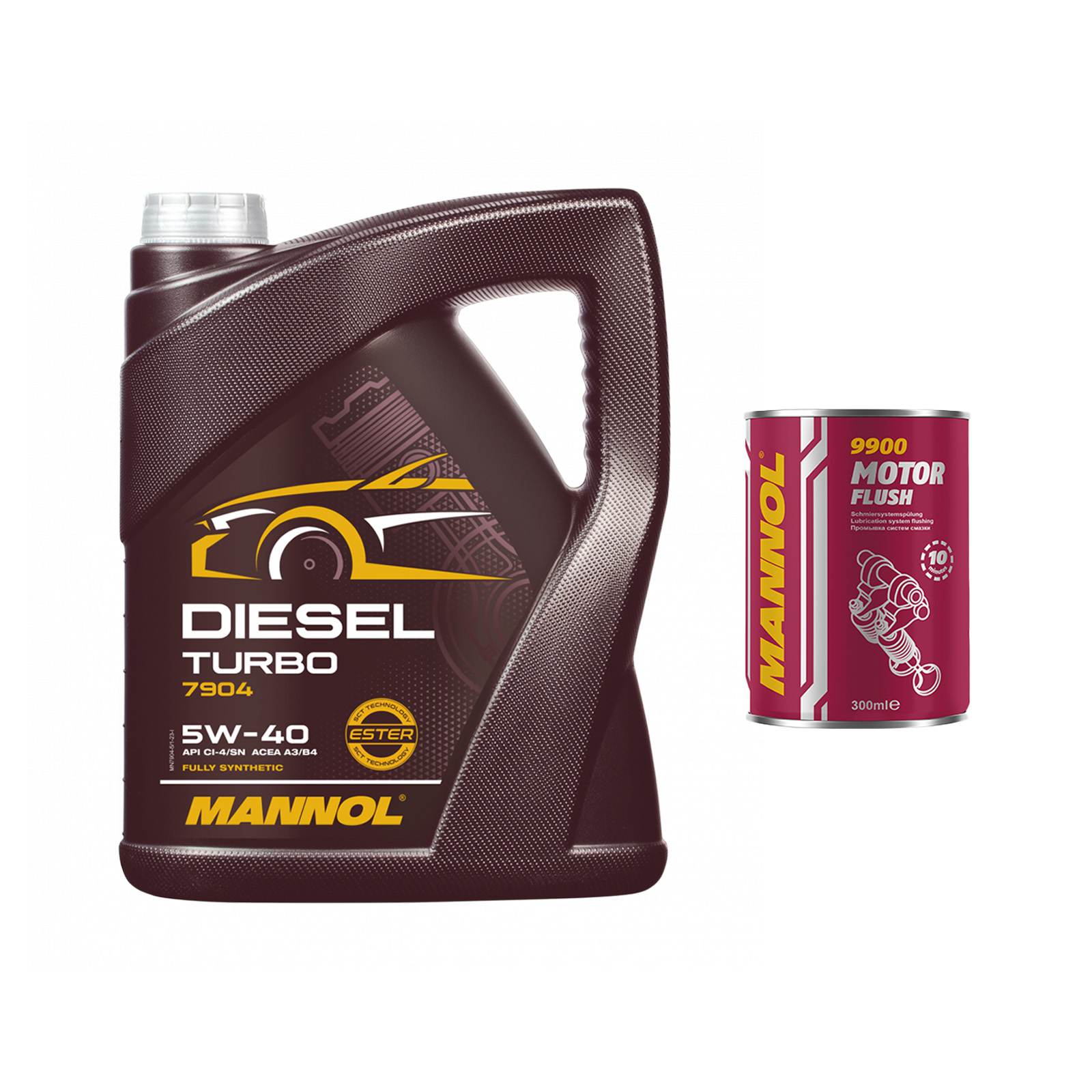 5 Liter MANNOL Diesel Turbo 5W-40 API CI-4/SN Motoröl 5W40 + 1x Motor Flush