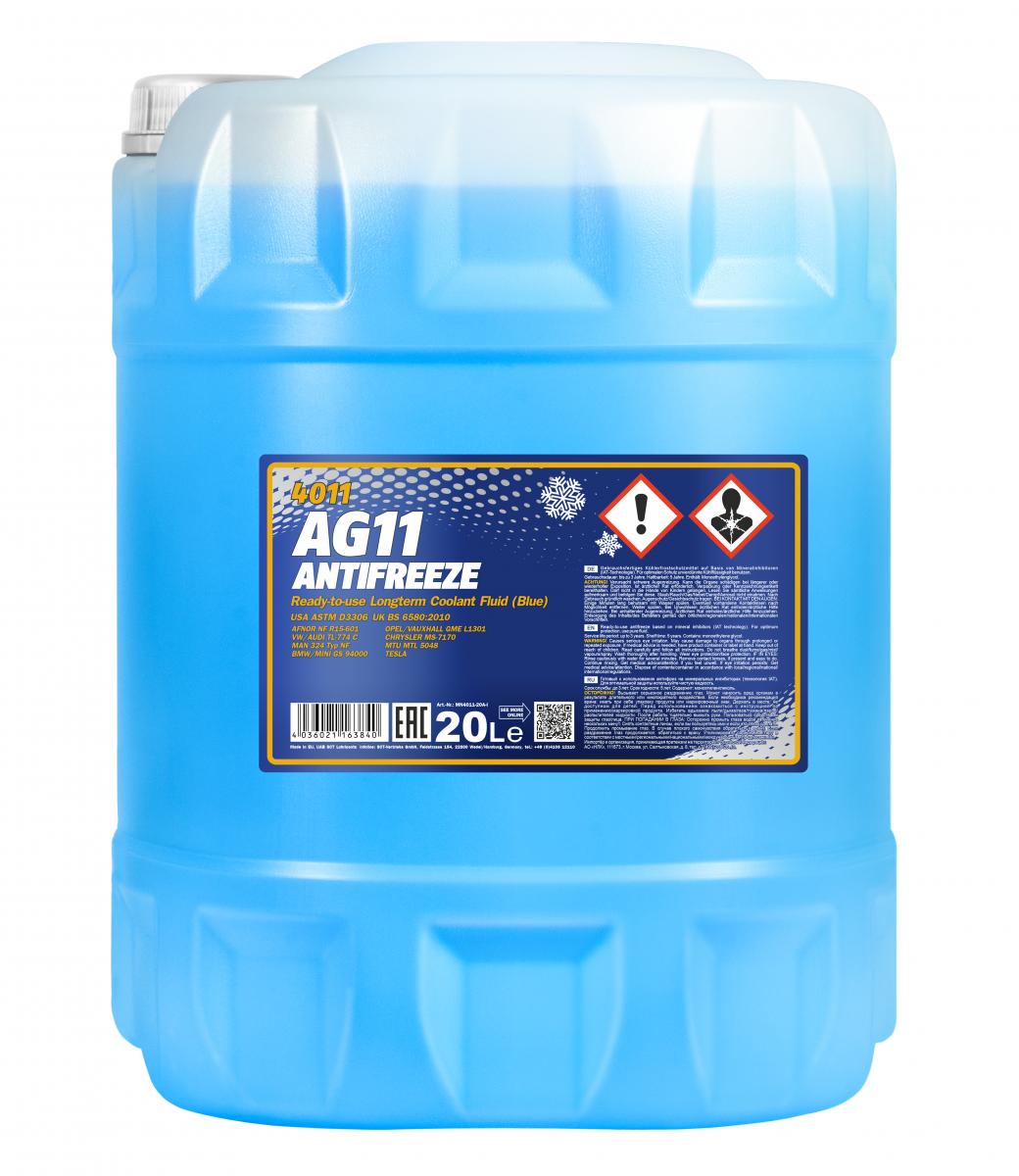 20 L MANNOL Kühlerfrostschutz Kühlmittel AG11 blau -40° Kühlflüssigkeit