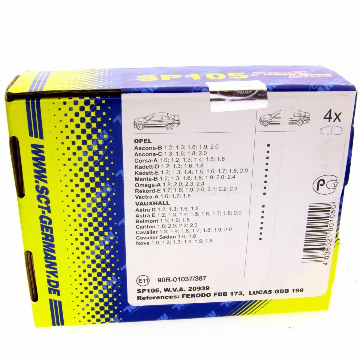 SCT Bremsbeläge SP 105 PR Bremsklötze Bremsbelagsatz vorne Opel
