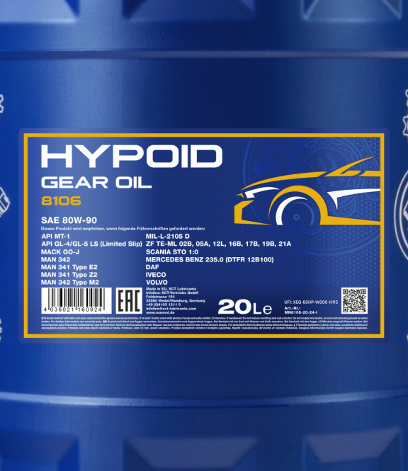 80 Liter MANNOL Hypoid Getriebeöl 80W-90 GL4/GL5 LS Getriebe Öl 80W90
