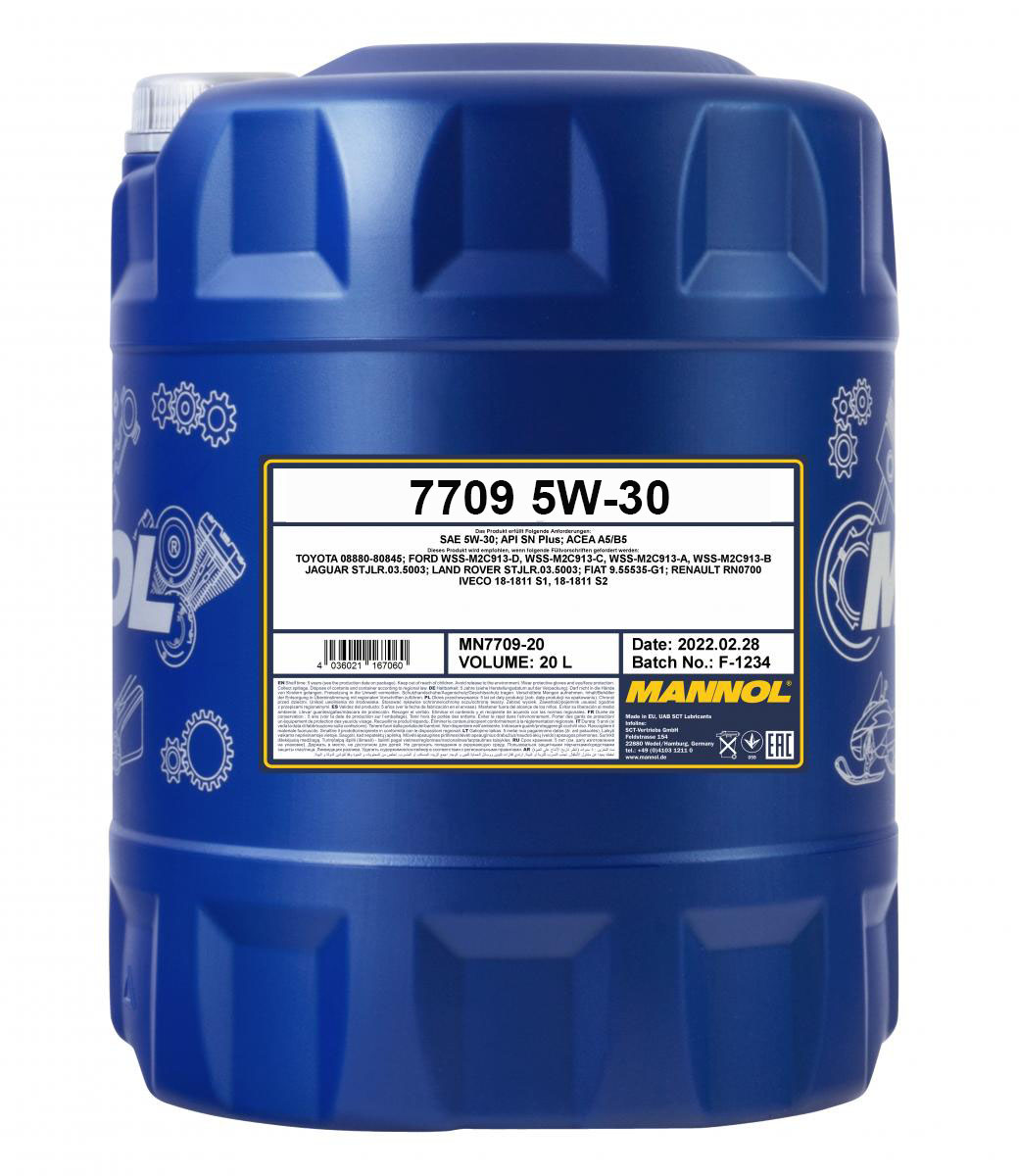 20 Liter MANNOL 7709 Motoröl 5W-30 ACEA A5/B5 Toyota Lexus API SN+