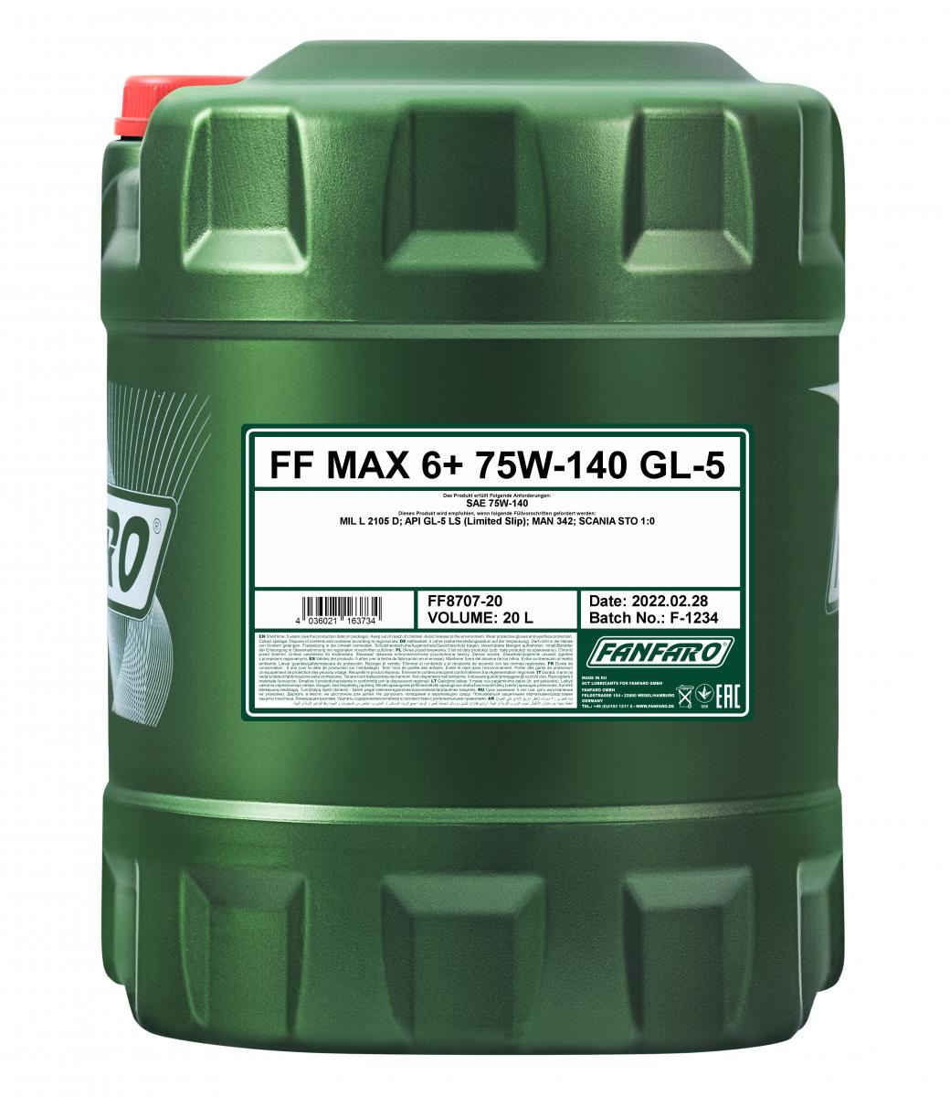 40 Liter (2x20) FANFARO MAX 6+ 75W-140 GL-5 API GL5 LS Getriebeöl MIL-L-2105 D