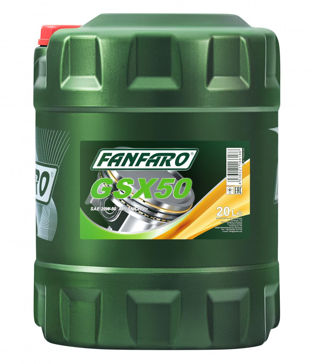 40 Liter (2x20) FANFARO GSX 50 20W-50 API SN CH-4 Motoröl Universal Motor Öl