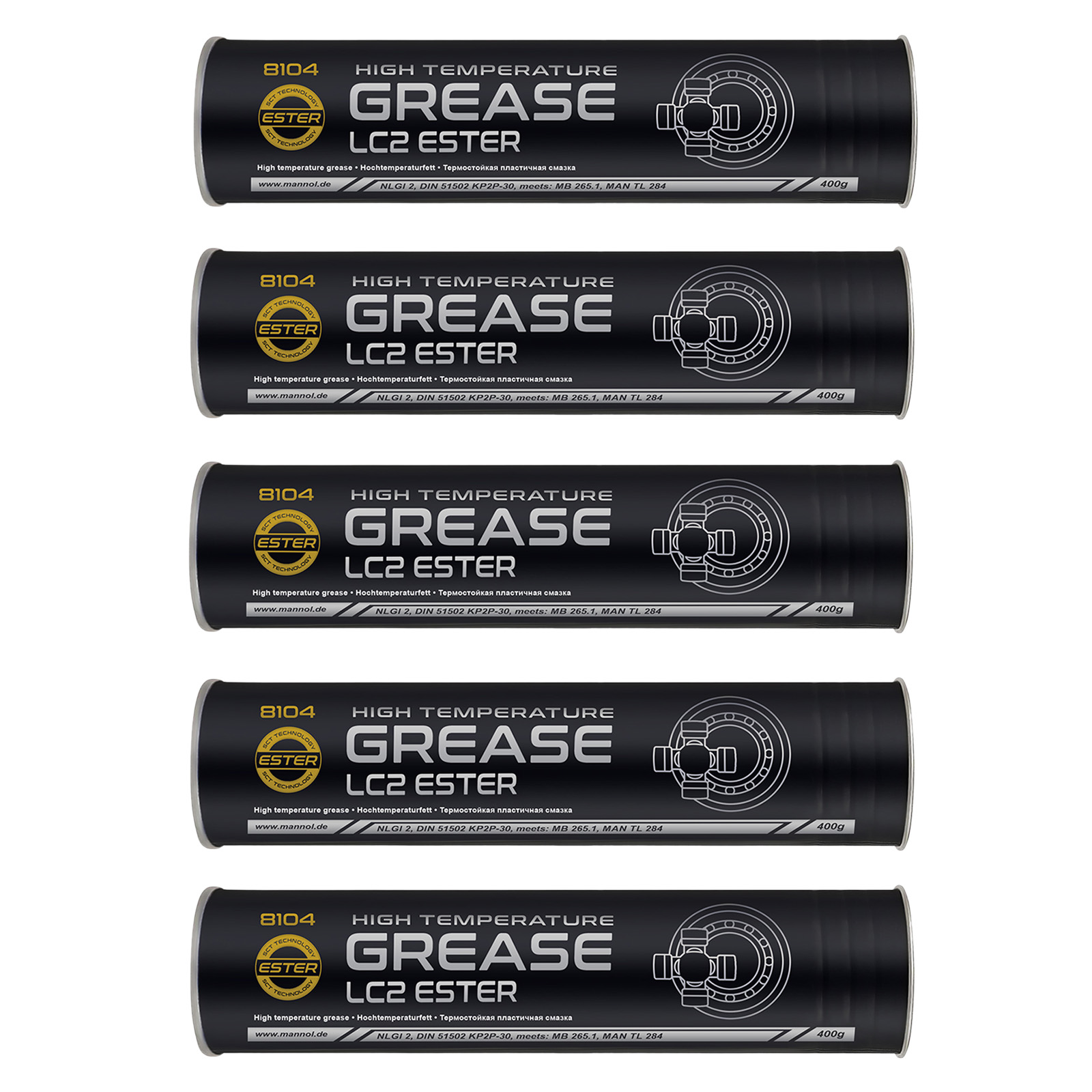 5x 400g MANNOL 8104/8029 LC-2 High Temperature Grease Ester Hochtemperaturfett Schmierfett