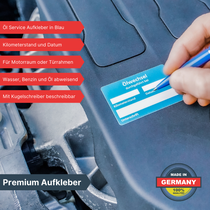 Ölwechsel Aufkleber in Blau | 5/ 10 /25 /50 /100 /250 Stück | Kundendienst Serviceaufkleber zum beschriften | Aufkleber für deine Werkstatt