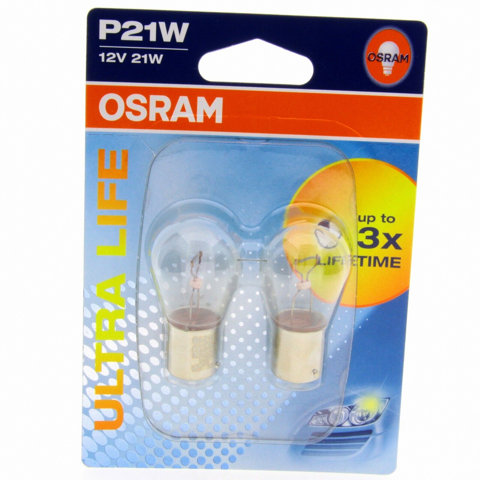 P21W OSRAM Ultra Life 3x Longlife Autolampen 7506ULT-02B DUO Set Blister 2 Stück