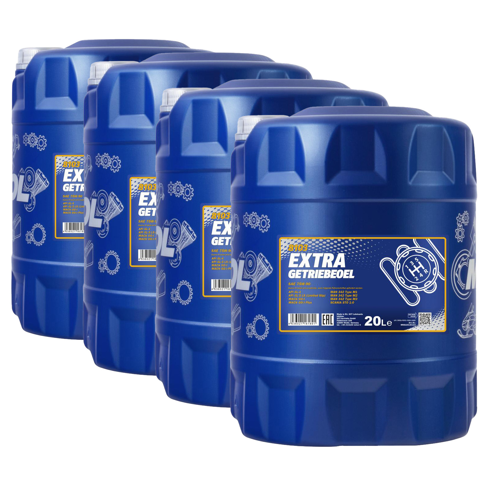 80 Liter (4x20) MANNOL Extra Getriebeöl 75W-90 API GL-4/GL-5 LS MN8103