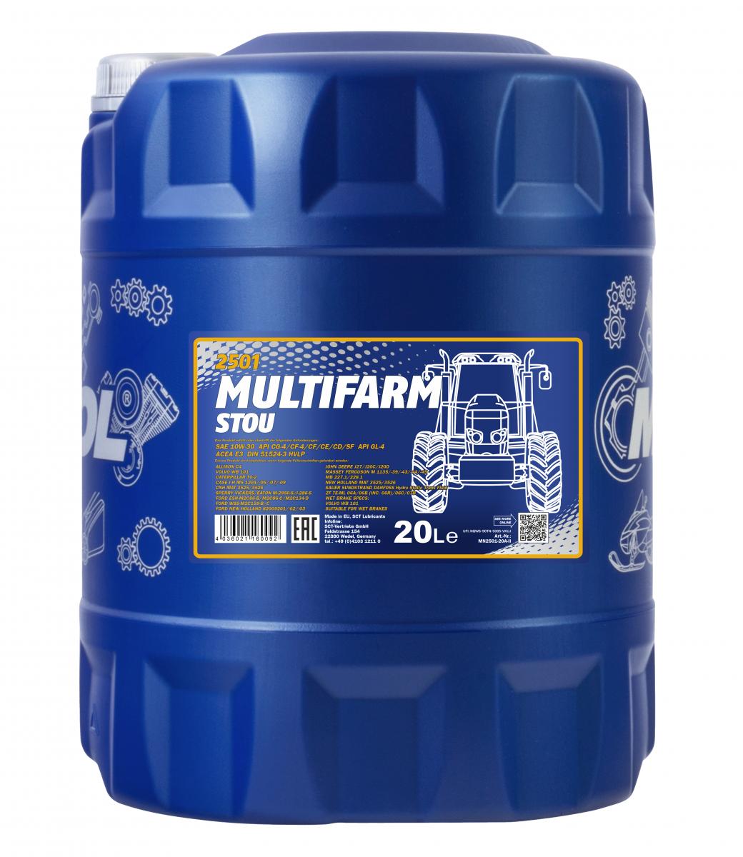 20 Liter MANNOL Multifarm STOU Motoröl SAE 10W-30 MN2501 Motor-Getriebe-Motoröl