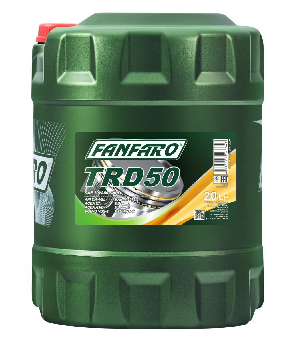 20 Liter (1x20) FANFARO TRD 50 SHPD 20W-50 API CH4/SL NKW Motoröl Motorenöl