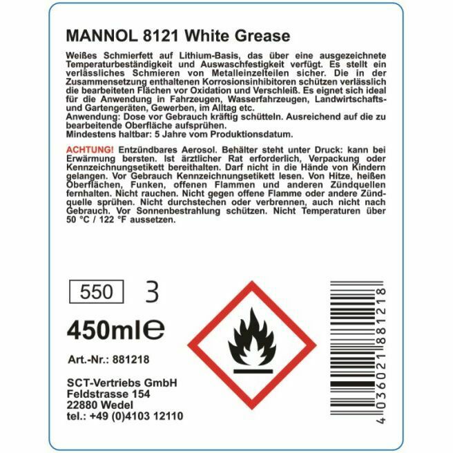 5x 0,45 Liter MANNOL 8121 White Grease Schmierfett Schmierstoffe