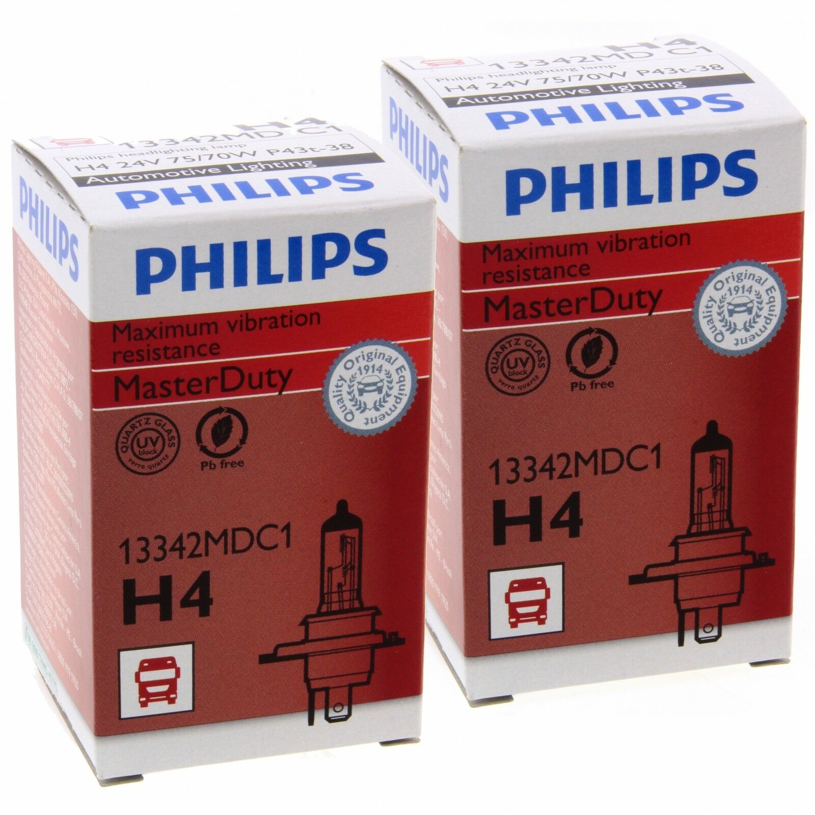 2x H4 Philips MasterDuty 2x Longlife LKW 24V Halogenlampe 13342MD Box Set