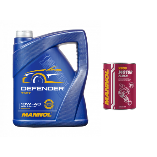 5 L Mannol 7507 Defender 10W-40 Motoröl API SN VW 505.00 MB229.1 + Motorflush