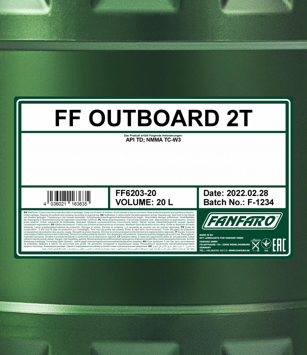 20 Liter (1x20) FANFARO Outboard 2T API TD Außenbord 2 Takt NMMA TC-W3 Boot