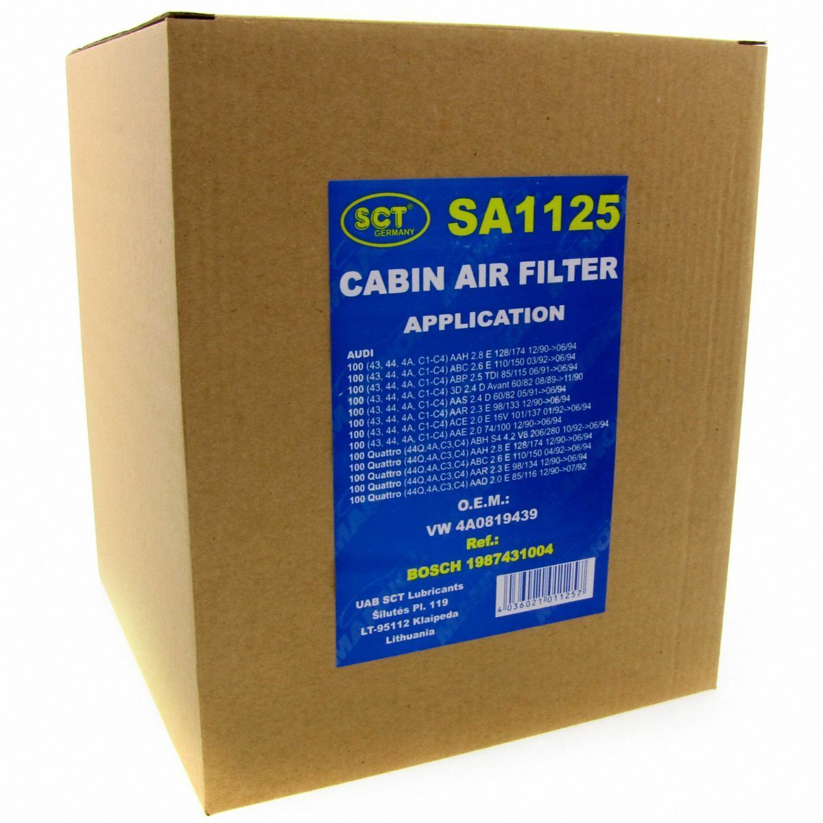 SCT Innenraumfilter Luftfilter SA 1125 Pollenfilter Luft Filter Audi 100 Avant