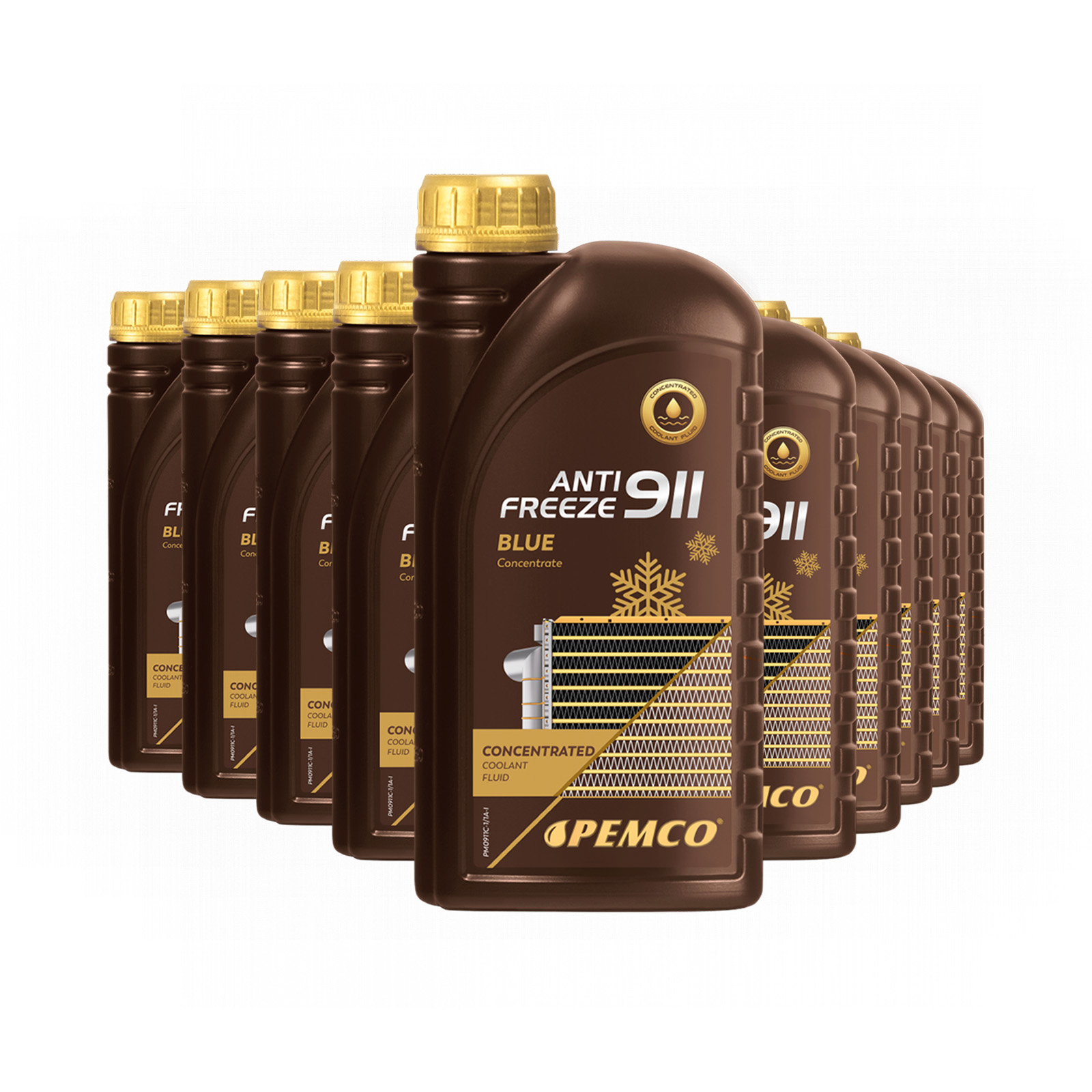 10x 1 Liter PEMCO ANTIFREEZE 911 -40C Kühlerfrostschutz für G11, VW, Audi, Skoda