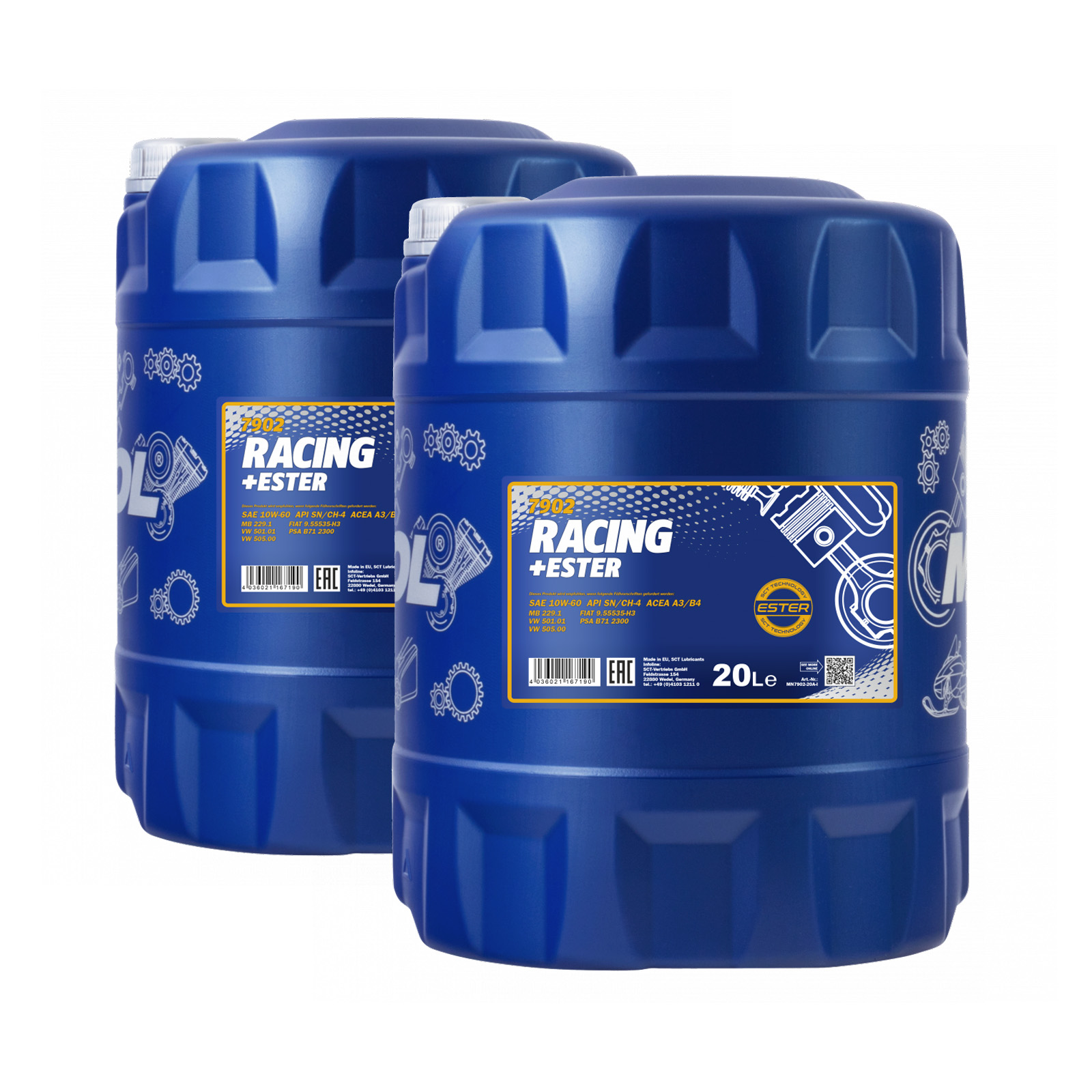 40 Liter MANNOL Racing Ester 10W-60 10W60 API SN CH-4 Motoröl ÖL 4036021167190