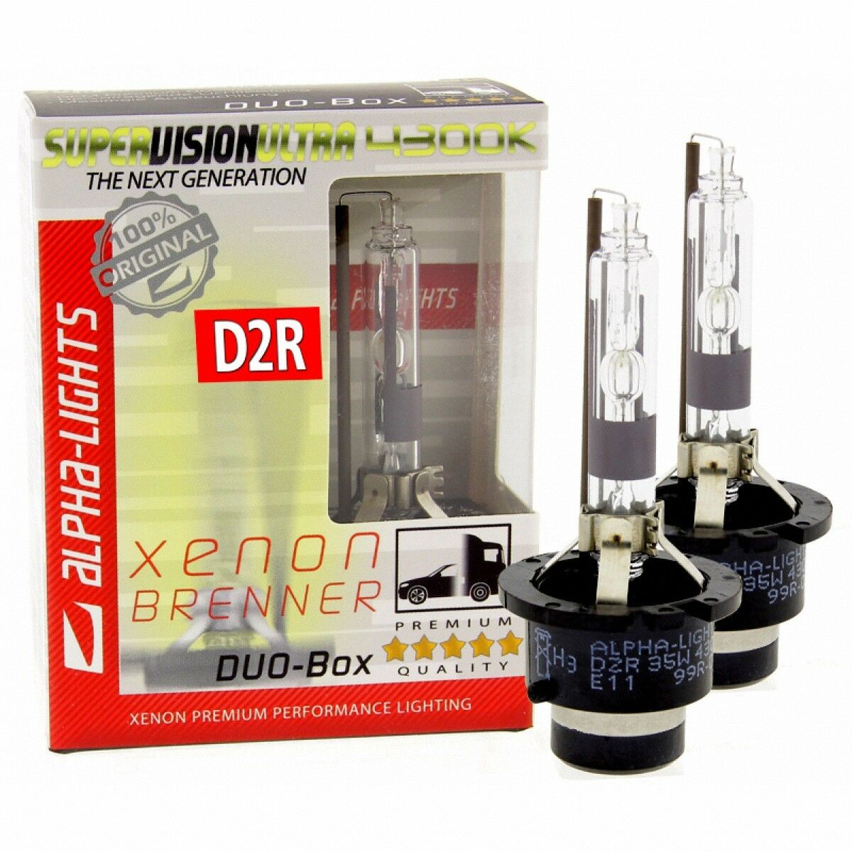 ALPHA-Lights Super Vision Ultra D2R 4300K Xenon Brenner 35W 2 Lampen DUO-Set