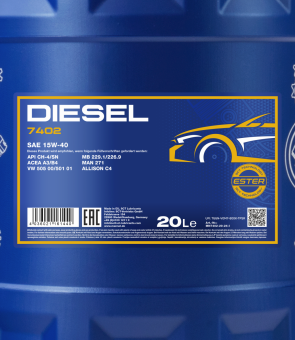 20 Liter MANNOL Diesel 15W-40 CH-4 SL 15W40 Motoröl ÖL 1x Ablasshahn