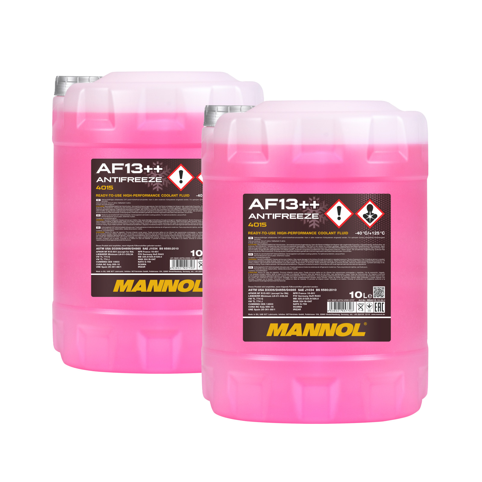 Kühlerfrostschutz 20 Liter (2x10) MANNOL Antifreeze AF13++ (-40 °C) 4015 rot