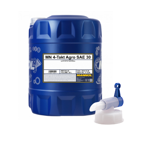 20 Liter MANNOL 4-Takt Agro 7203 SAE 30 API SL Motoröl + 1x Ablasshahn