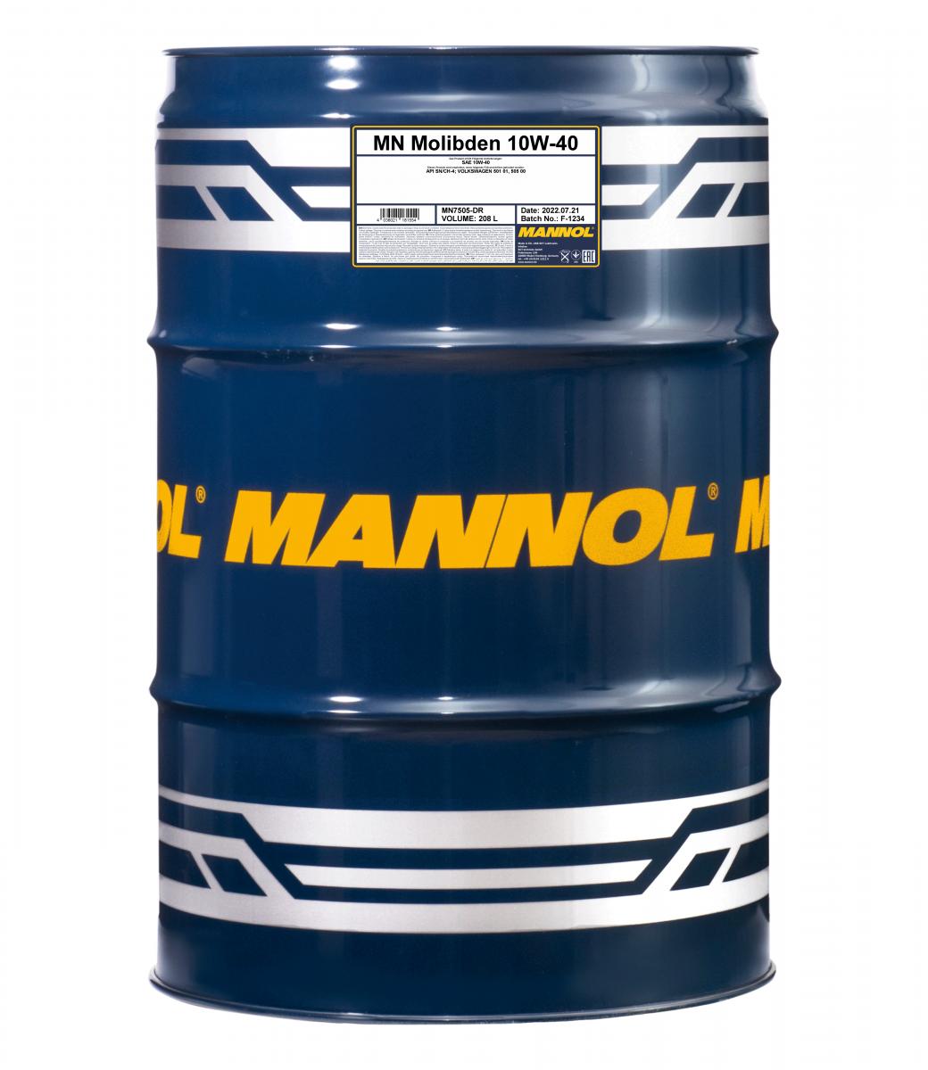 208 Liter MANNOL Molibden Benzin 10W-40 API SL CH-4 Motoröl 10W40