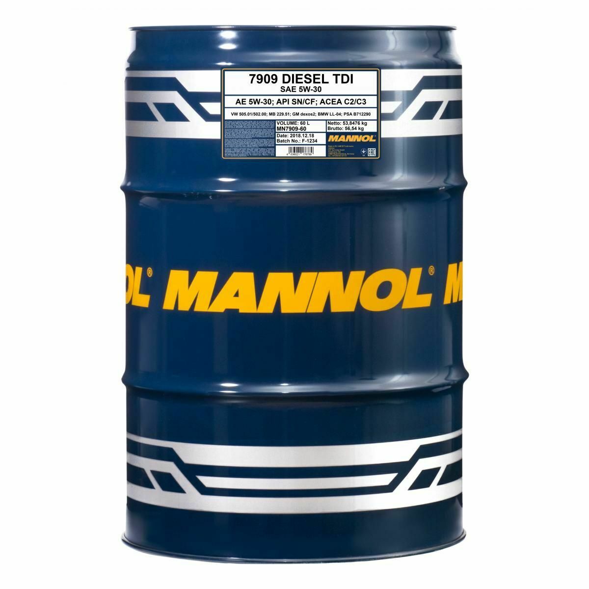 60 Liter MANNOL Diesel TDI 5W-30 API SN CH-4 Motoröl 5W30 4036021101361