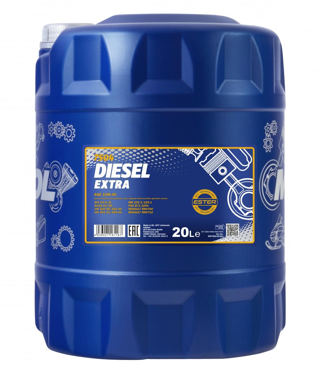 60 Liter MANNOL Diesel Extra 10W-40 10W40 API CH-4/SL Motoröl ÖL 4036021161167
