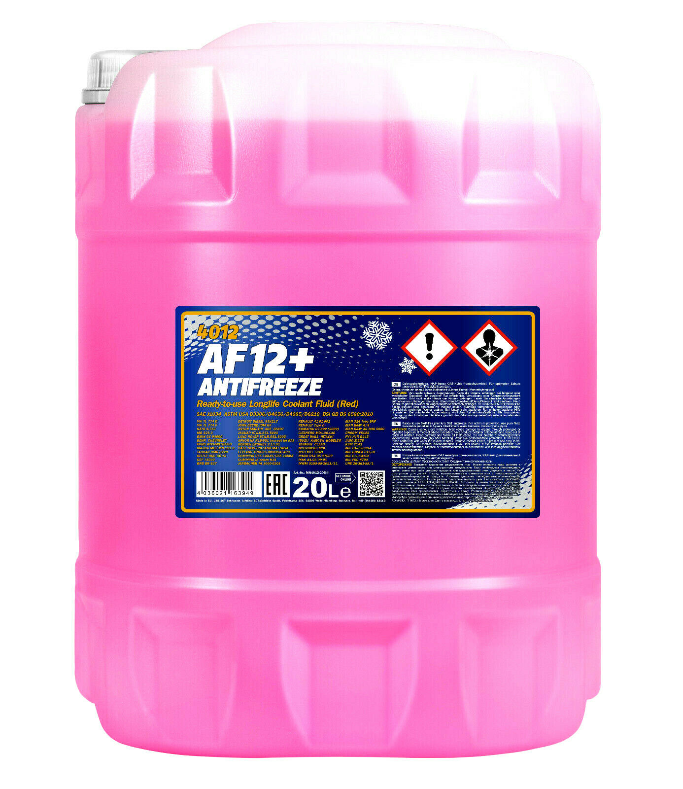 20 MANNOL Antifreeze AF12+ Frostschutz Fertiggemisch rot -40°C G12+