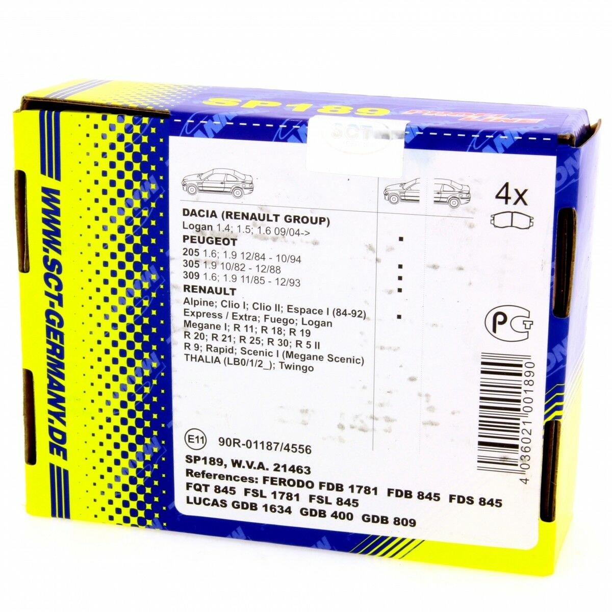 SCT Bremsbeläge SP189PR Bremsklötze Bremsbelagsatz Dacia Peugeot Renault vorne