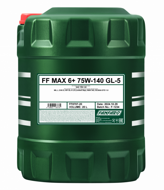 20 Liter FANFARO MAX 6+ 75W-140 GL-5 API GL5 LS Getriebeöl MIL-L-2105 D